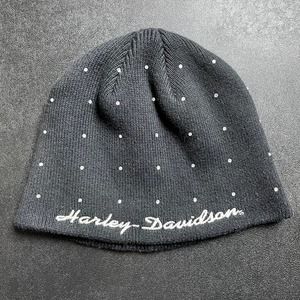 Harley-Davidson Rhinestone Knit Hat Youth One Size Black Motorcycle Beanie